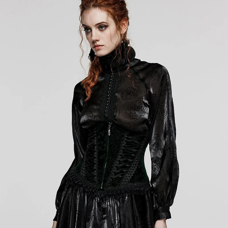 Damen Gothic-Unterbrustkorsett mit Schnürung und Spitzensaum