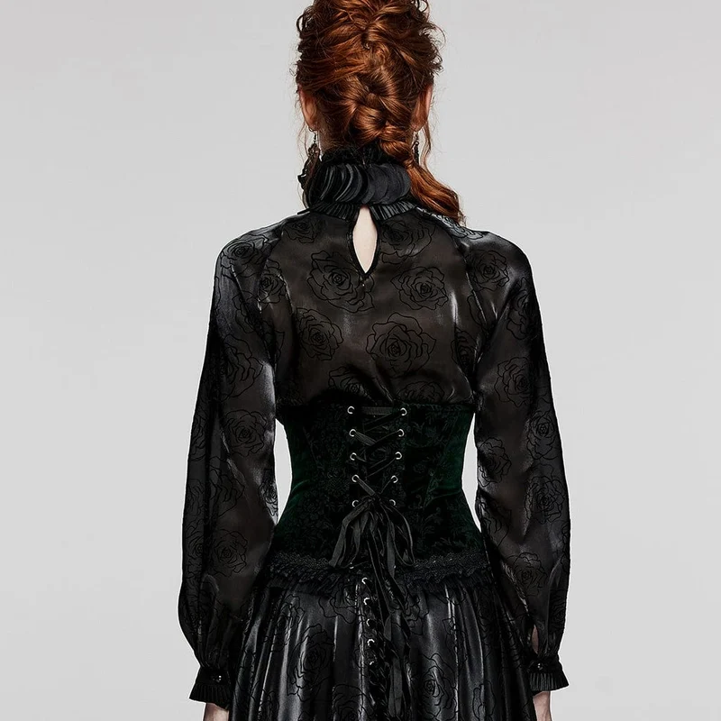 Damen Gothic-Unterbrustkorsett mit Schnürung und Spitzensaum