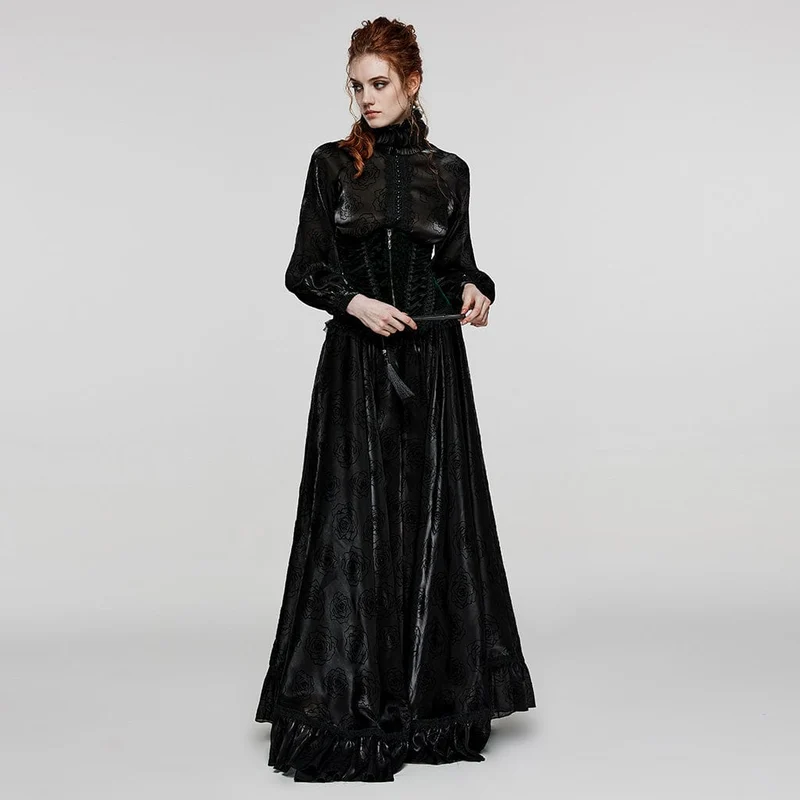 Damen Gothic-Unterbrustkorsett mit Schnürung und Spitzensaum