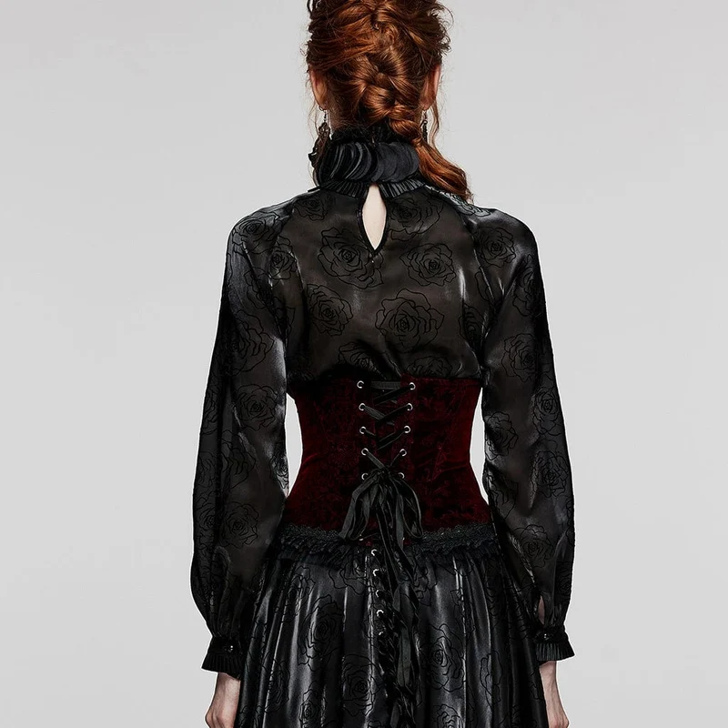 Damen Gothic-Unterbrustkorsett mit Schnürung und Spitzensaum