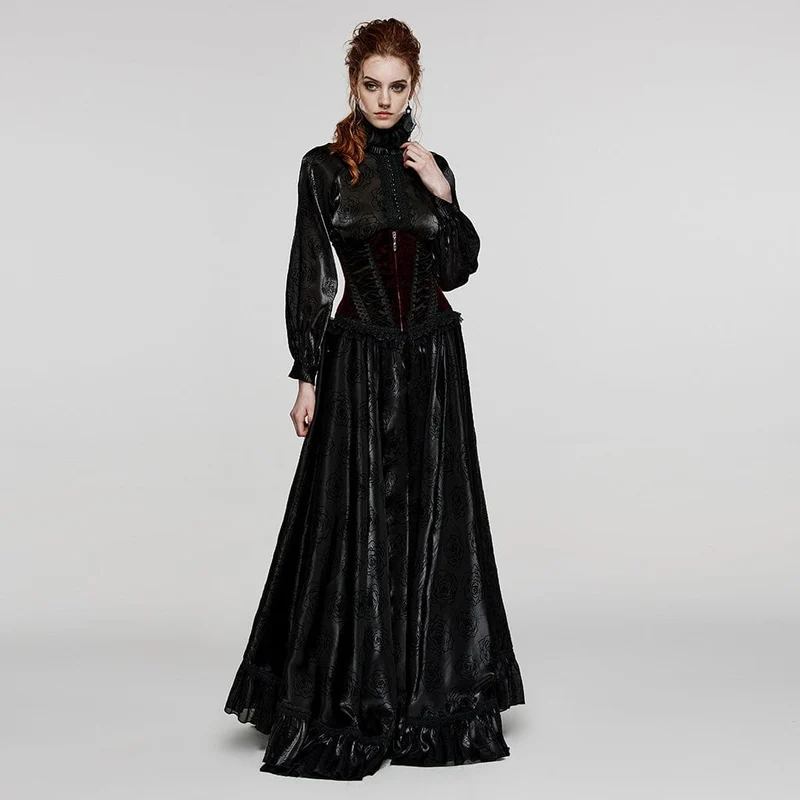 Damen Gothic-Unterbrustkorsett mit Schnürung und Spitzensaum