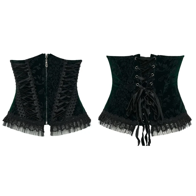 Damen Gothic-Unterbrustkorsett mit Schnürung und Spitzensaum