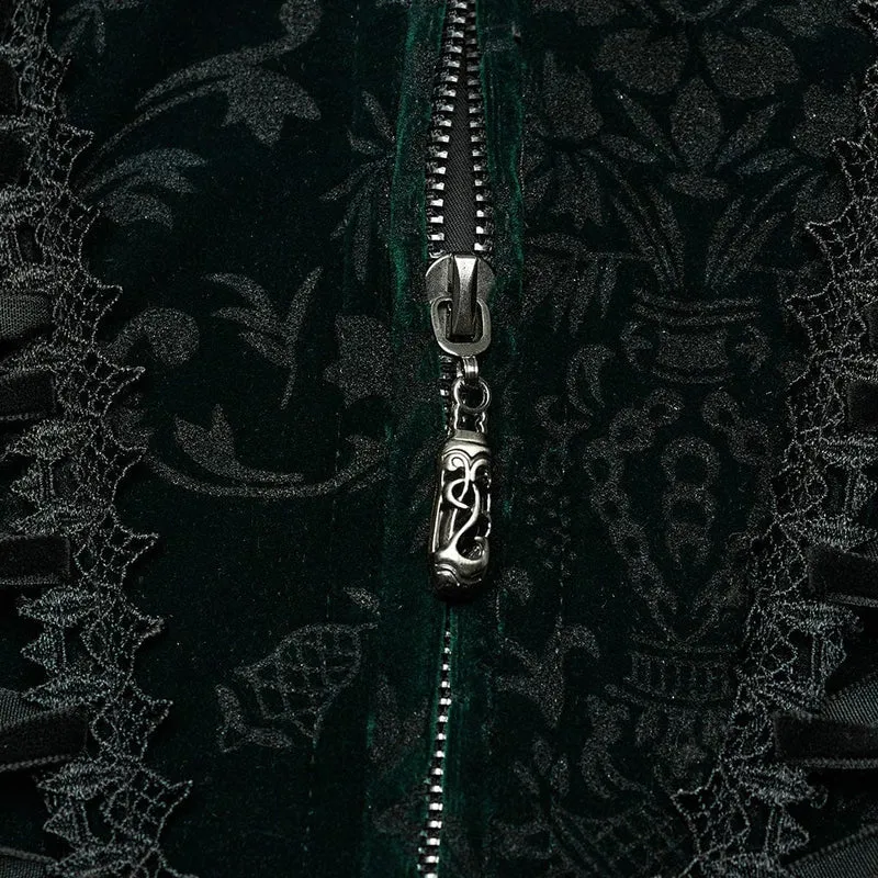 Damen Gothic-Unterbrustkorsett mit Schnürung und Spitzensaum