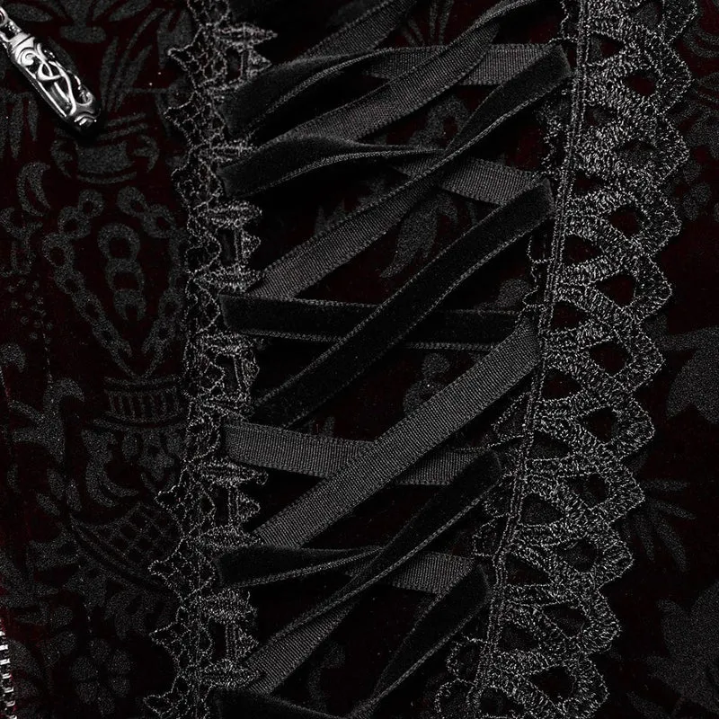 Damen Gothic-Unterbrustkorsett mit Schnürung und Spitzensaum