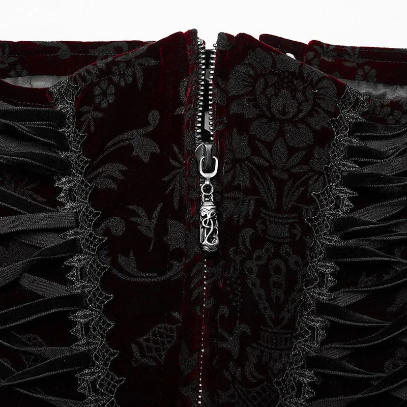 Damen Gothic-Unterbrustkorsett mit Schnürung und Spitzensaum