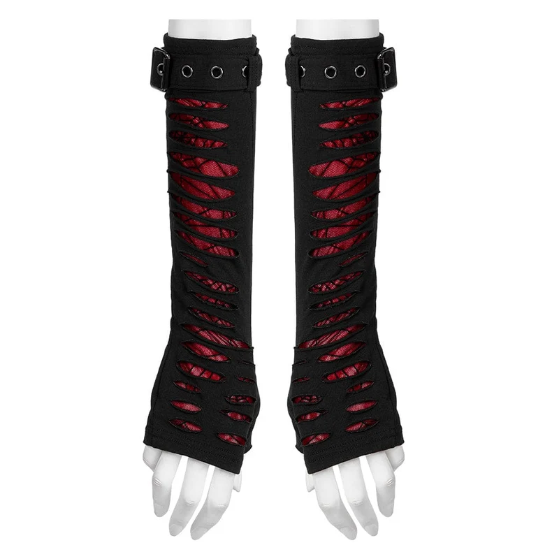 Gothic Spider Mesh Splice Ripped Handschuhe für Damen