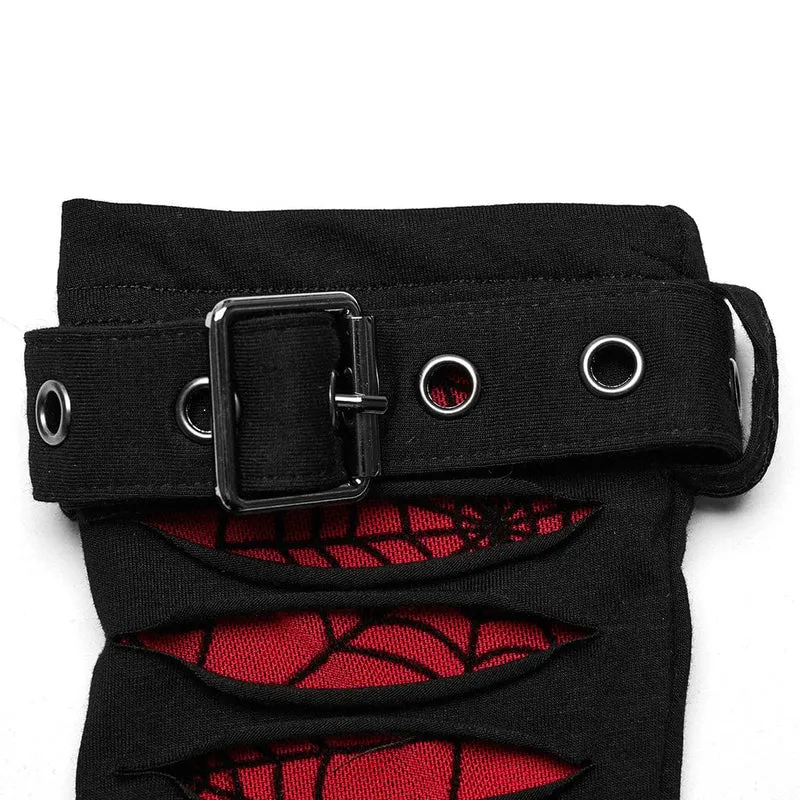 Gothic Spider Mesh Splice Ripped Handschuhe für Damen