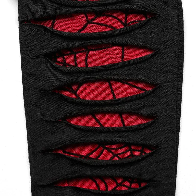 Gothic Spider Mesh Splice Ripped Handschuhe für Damen
