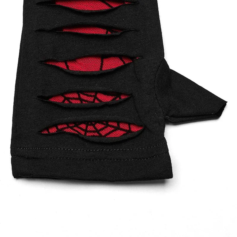 Gothic Spider Mesh Splice Ripped Handschuhe für Damen