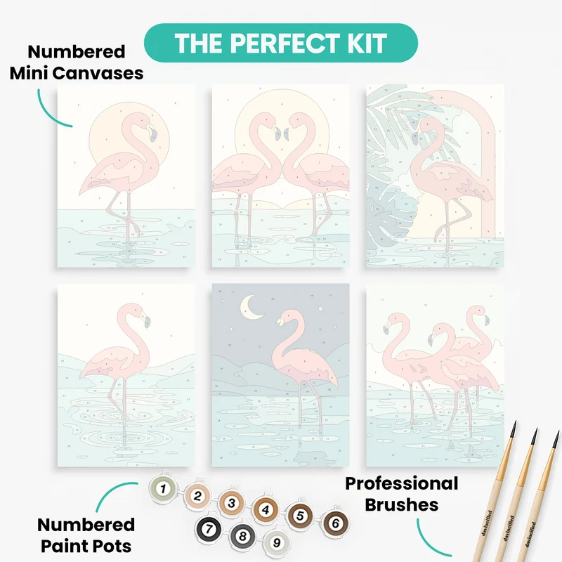 Flamingos - Mini Paint by Numbers Set