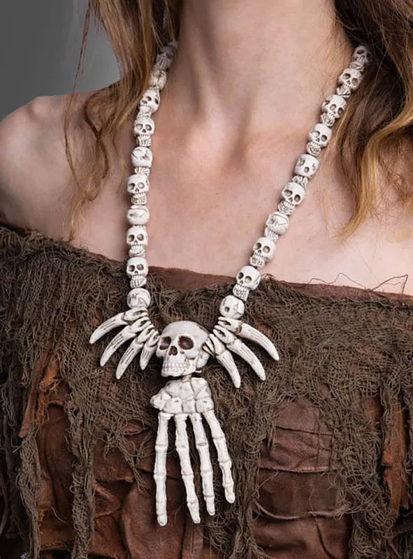 Skeletthand Totenkopf Kette