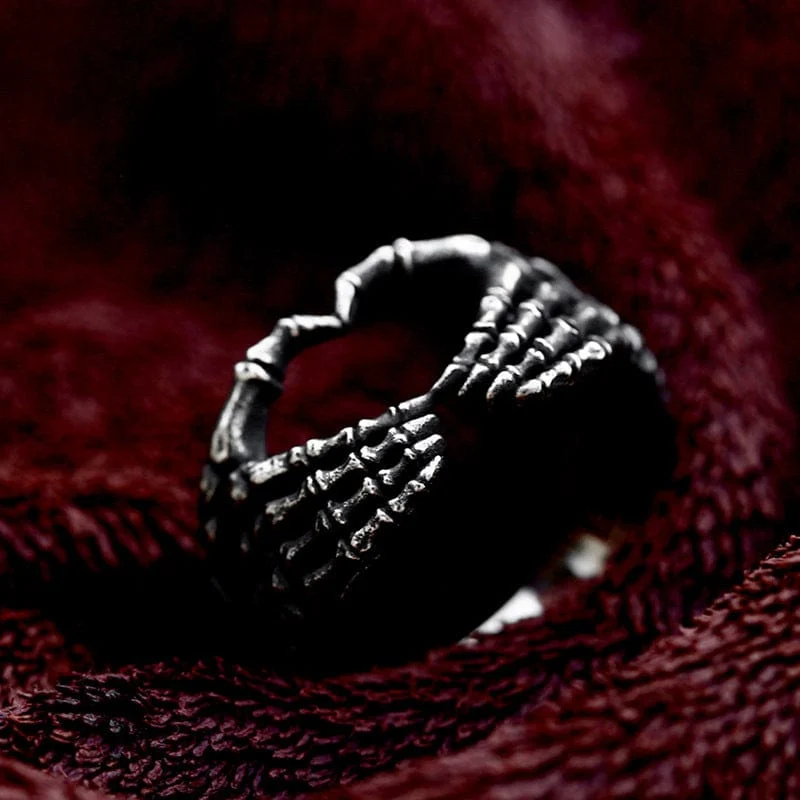 Herren-Punk-Herz-Skelett-Ring
