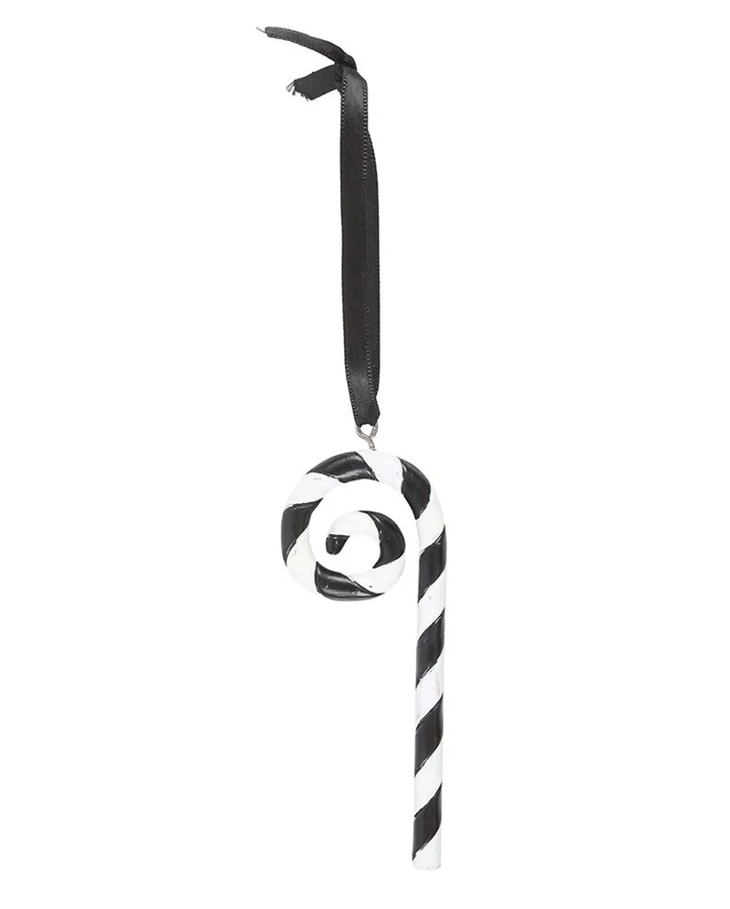 Schwarz-Weiße Zuckerstange als Hängedeko 18cm