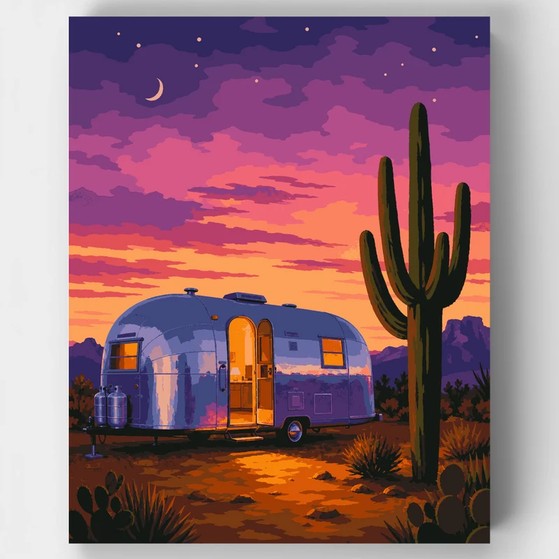 Desert Airstream Dusk - Paint by Numbers Kit