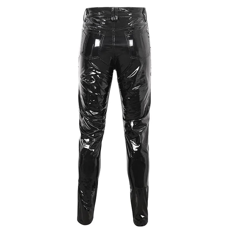 Herren-Punk-Schnürhose aus Lackleder