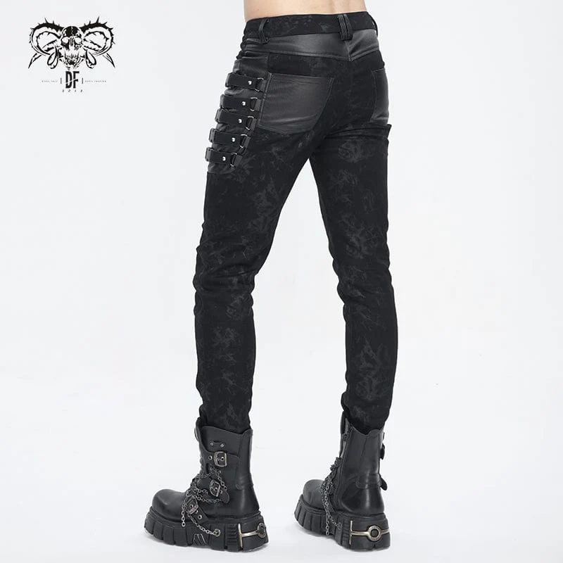 Herren-Punk-Hose im Used-Look mit mehreren Schnallen