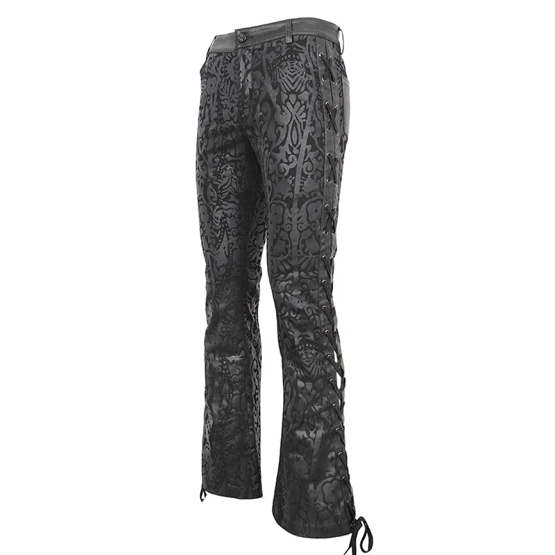 Ausgestellte Hose mit Punk-Schnürung und Totem-Print für Herren