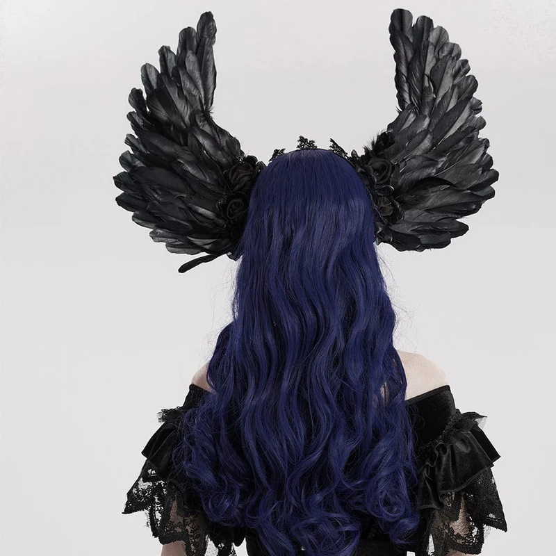Gothic-Flügel-Kopfbedeckung mit Kunstfedern für Damen