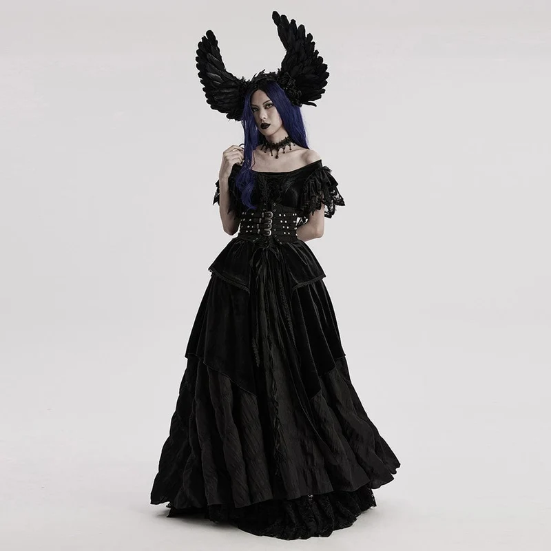 Gothic-Flügel-Kopfbedeckung mit Kunstfedern für Damen
