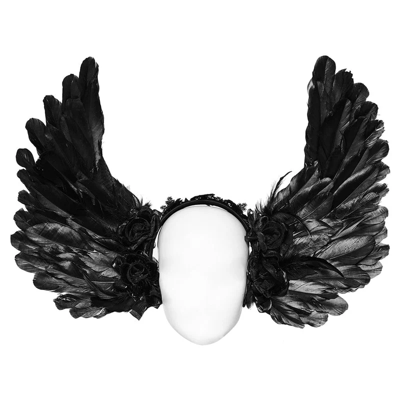 Gothic-Flügel-Kopfbedeckung mit Kunstfedern für Damen