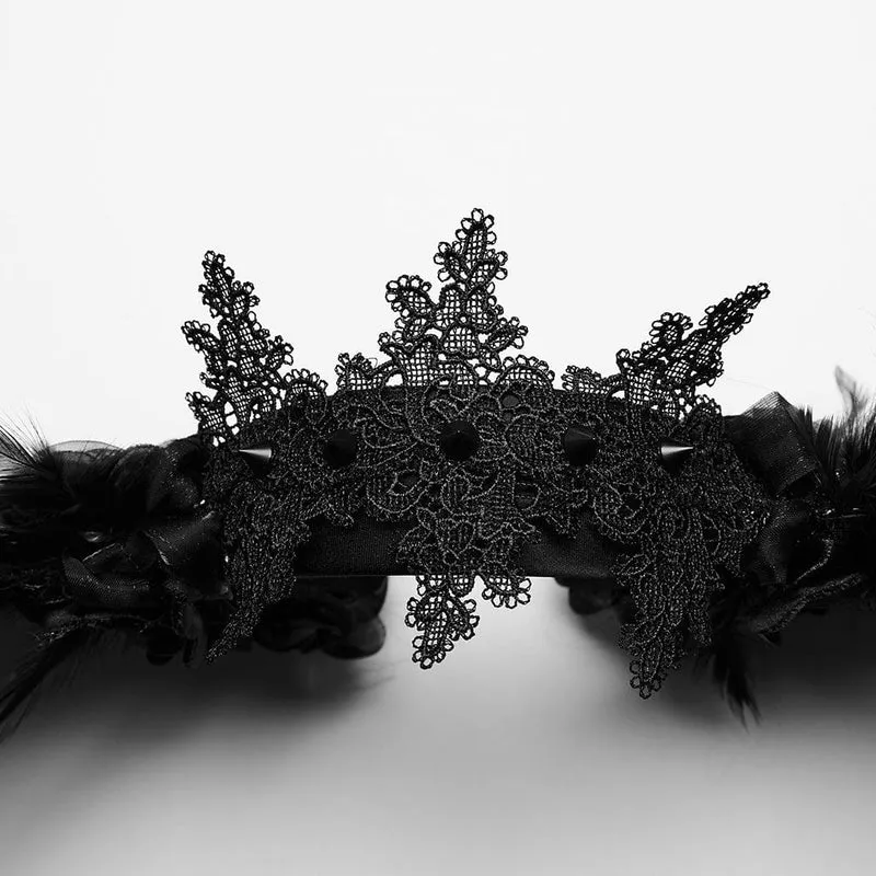 Gothic-Flügel-Kopfbedeckung mit Kunstfedern für Damen