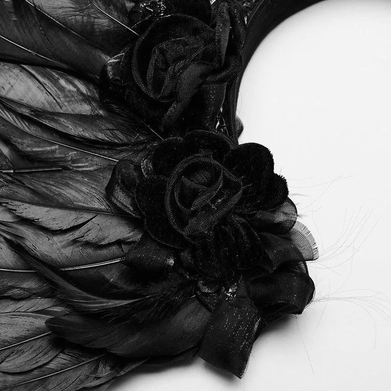 Gothic-Flügel-Kopfbedeckung mit Kunstfedern für Damen
