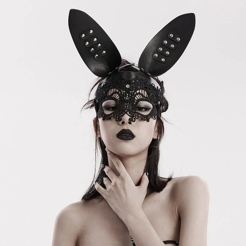 Damen-Gothic-Hasenmaske aus Kunstleder