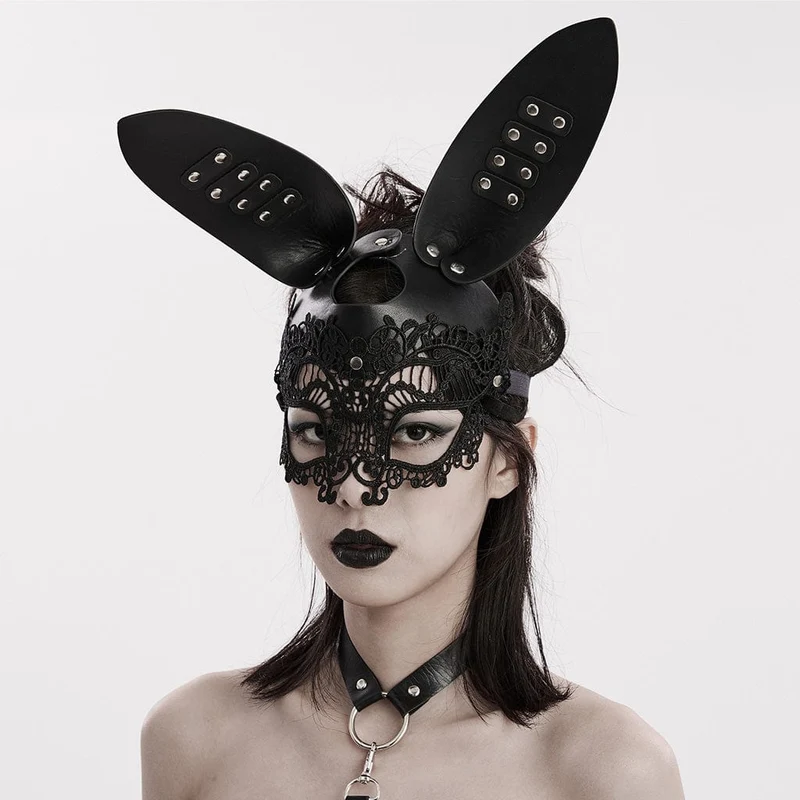 Damen-Gothic-Hasenmaske aus Kunstleder