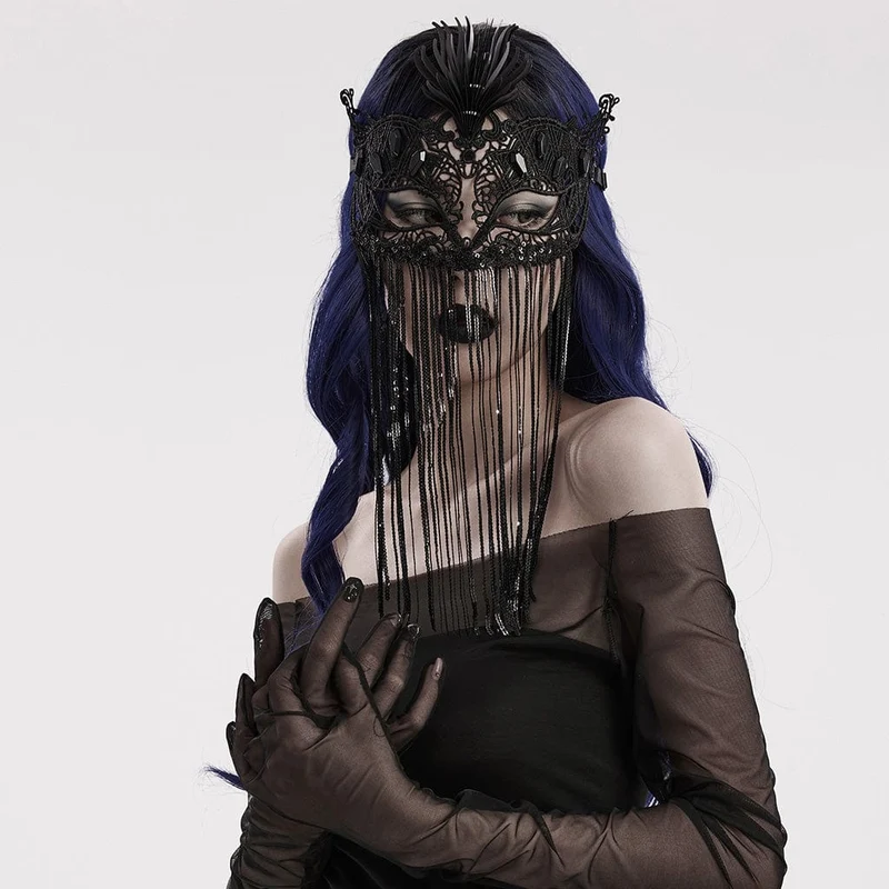 Gothic-Maske mit Spitzenquasten für Damen