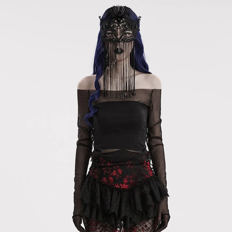 Gothic-Maske mit Spitzenquasten für Damen