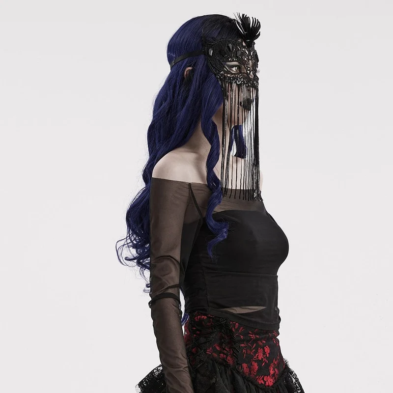 Gothic-Maske mit Spitzenquasten für Damen