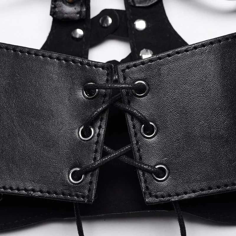 Punk-Dessous für Damen mit abnehmbarem Neckholder aus Kunstleder