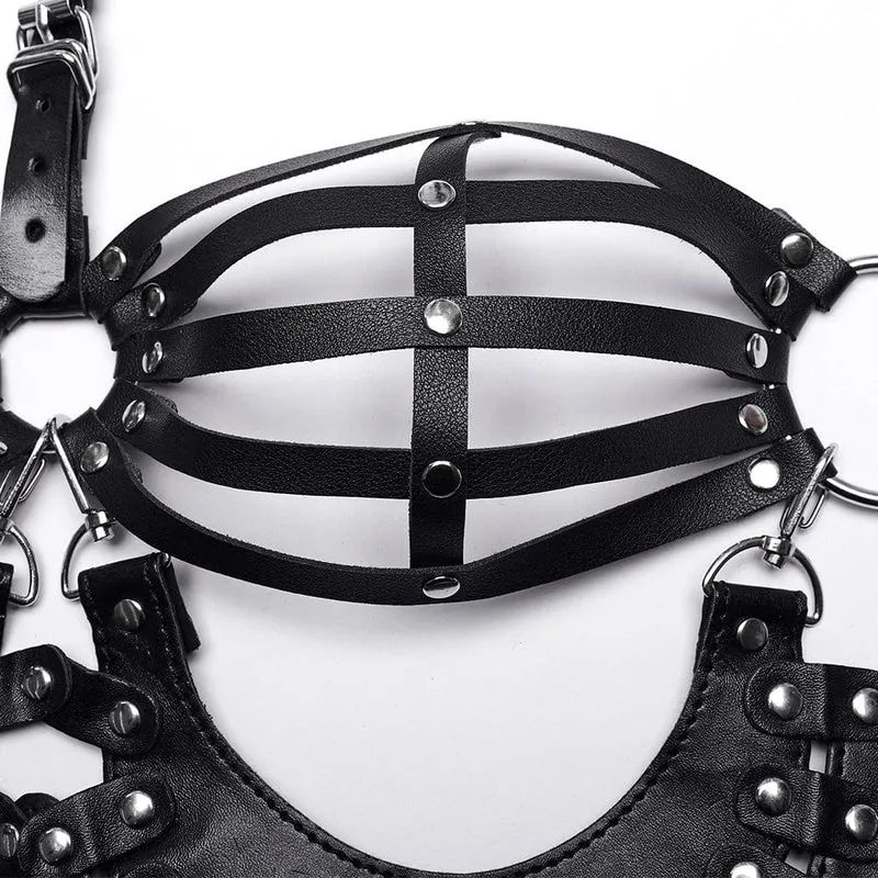 Punk-Dessous für Damen mit abnehmbarem Neckholder aus Kunstleder