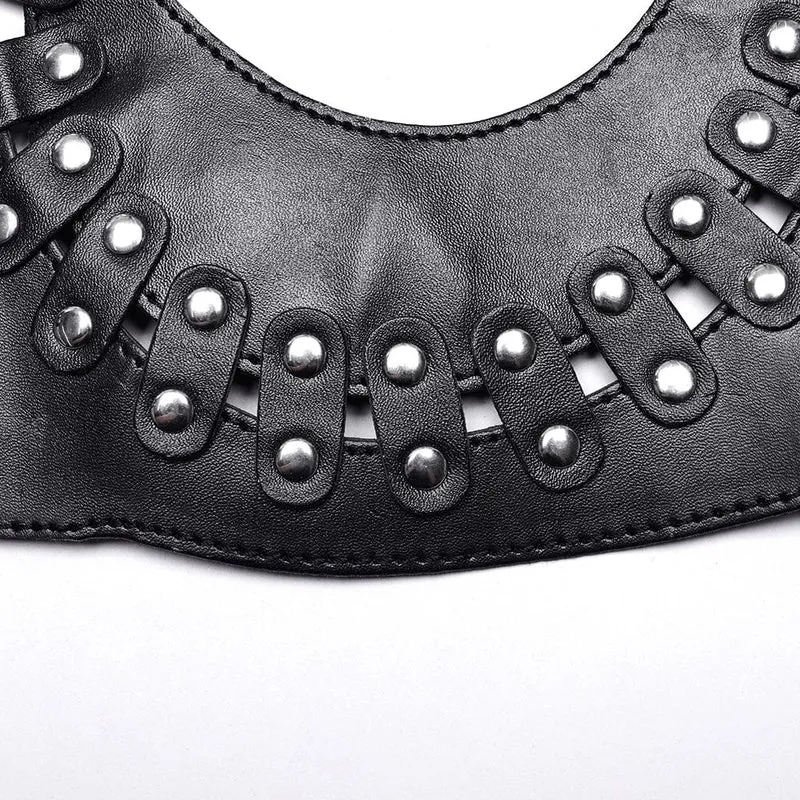 Punk-Dessous für Damen mit abnehmbarem Neckholder aus Kunstleder