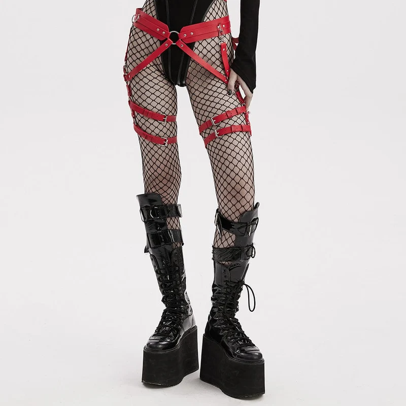 Punk-Taillen- und Beingeschirr aus Kunstleder für Damen