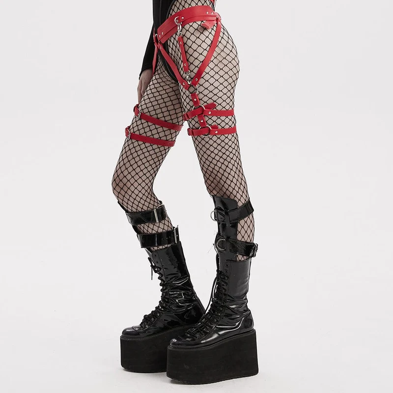 Punk-Taillen- und Beingeschirr aus Kunstleder für Damen