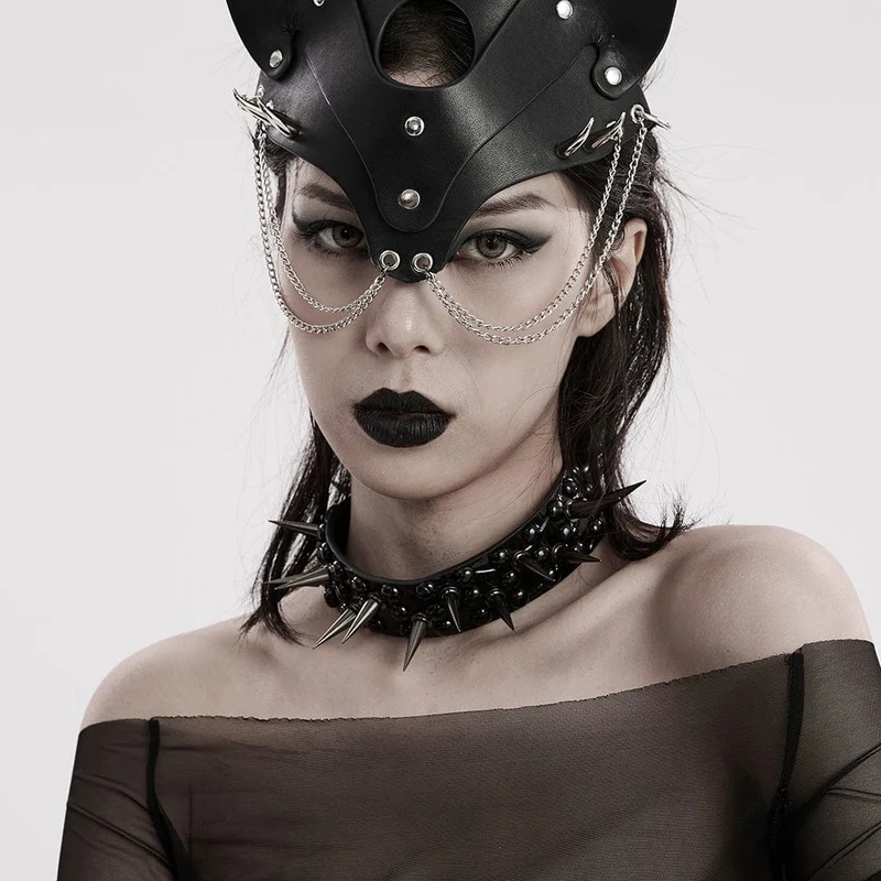 Damen Punk Nieten Kunstleder Choker