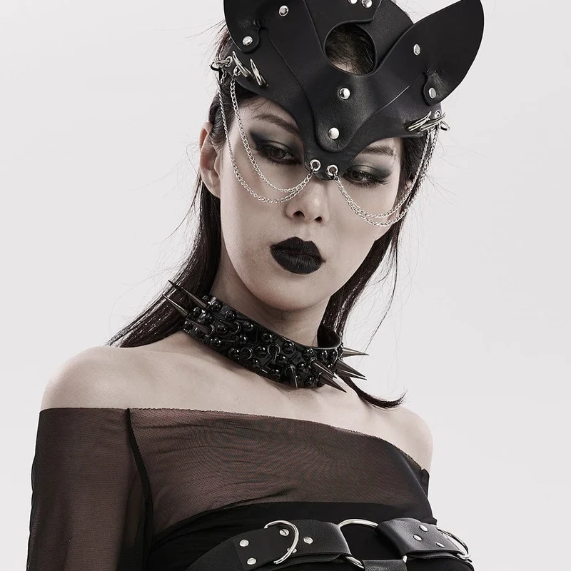 Damen Punk Nieten Kunstleder Choker