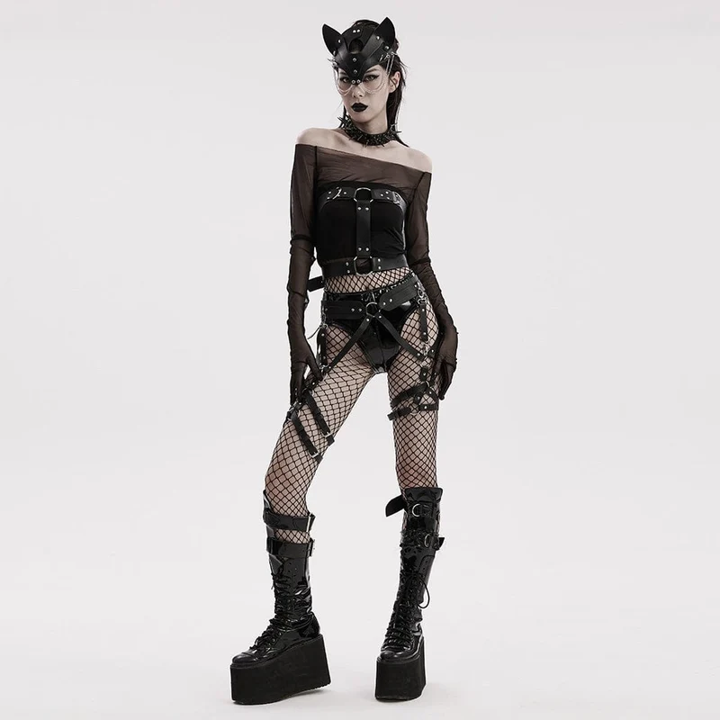 Damen Punk Nieten Kunstleder Choker