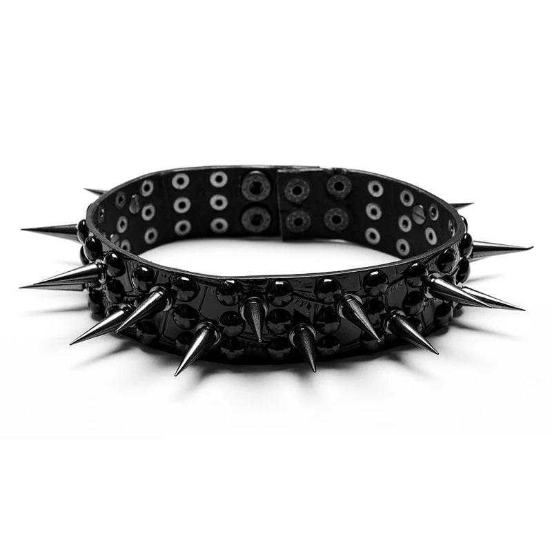 Damen Punk Nieten Kunstleder Choker