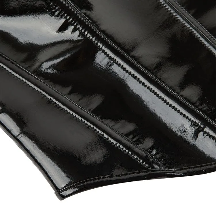 Punk-Overbust-Korsett aus Lackleder mit tiefem Ausschnitt für Damen