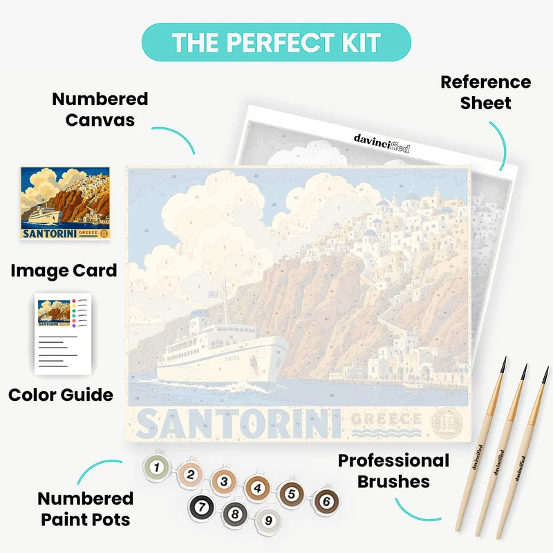 Santorini Cliffside - Paint by Numbers Kit