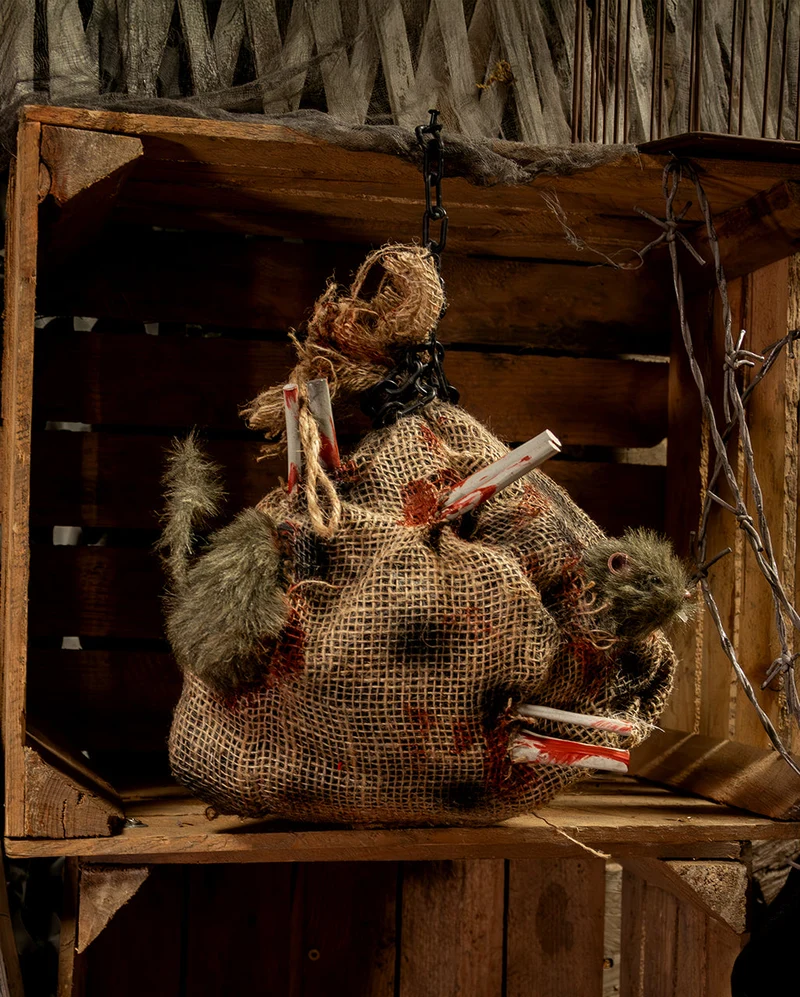 Sack mit Ratten - Geräusche, Licht & Schüttel Effekt 31cm