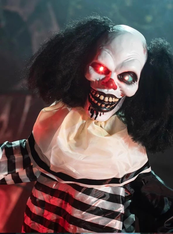 Animierter Clown mit Kind 170cm Deko mit Bewegungsmelder