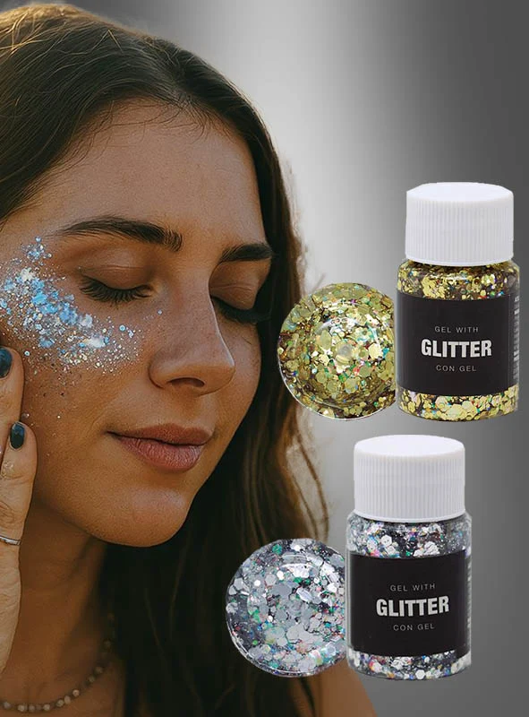 Glitter Gel Make-Up silber oder gold