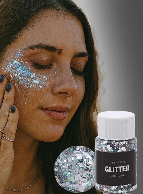 Glitter Gel Make-Up silber oder gold