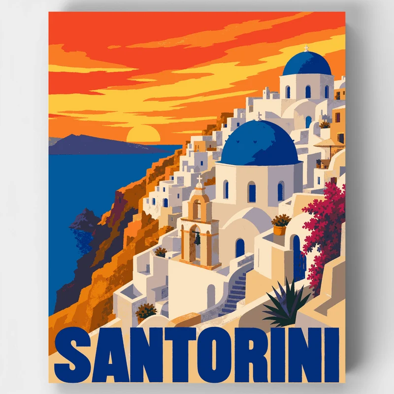 Santorini at Dusk - Paint by Numbers Kit