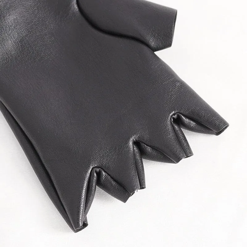 Herren-Halbfingerhandschuhe aus Kunstleder mit Punk-Nieten