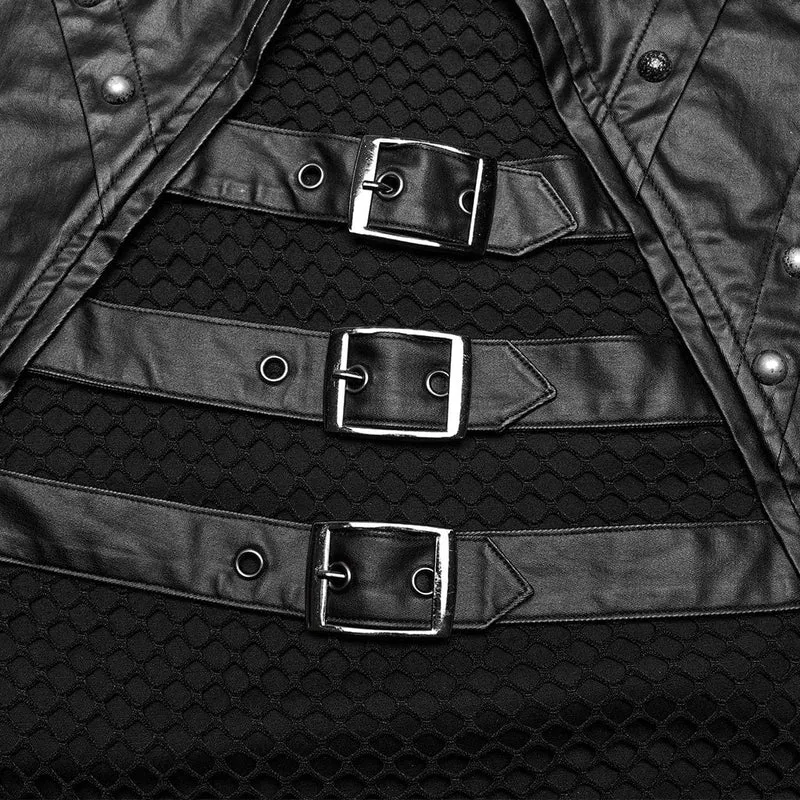 Herren-Weste aus Punk-Splice-Mesh-Kunstleder