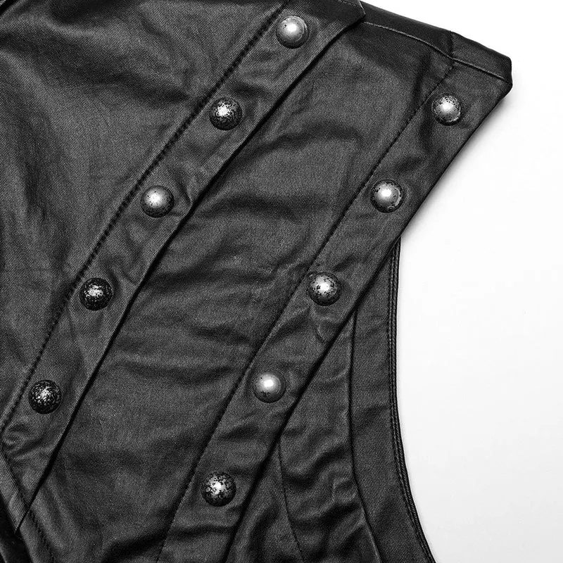 Herren-Weste aus Punk-Splice-Mesh-Kunstleder